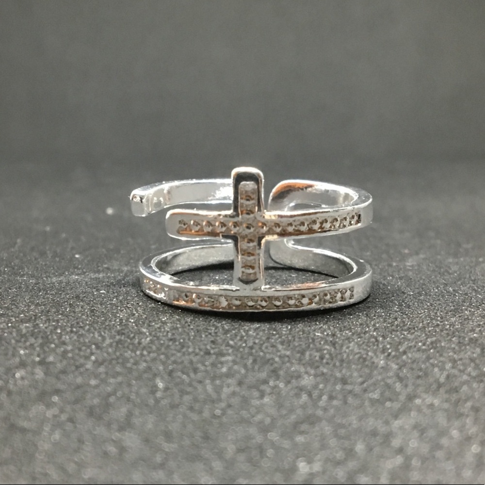 R#3 925 Sterling Silver Cross Resizable Ring